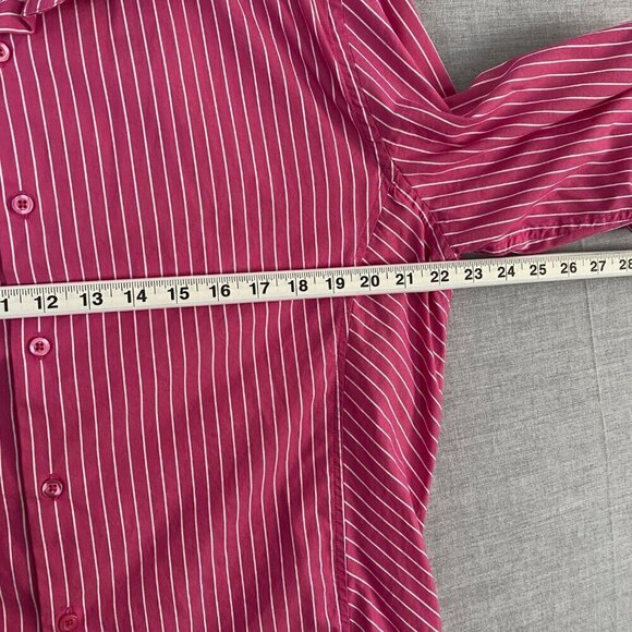 le chateau Button Up Long Sleeve Shirt Pink Stripes Sz XL Little Stretchy - Picture 6 of 7